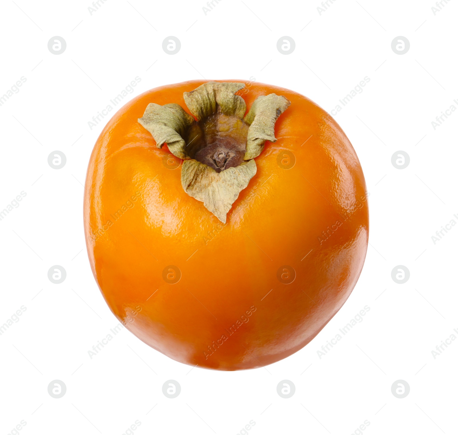 Photo of One fresh persimmon fruit isolated on white