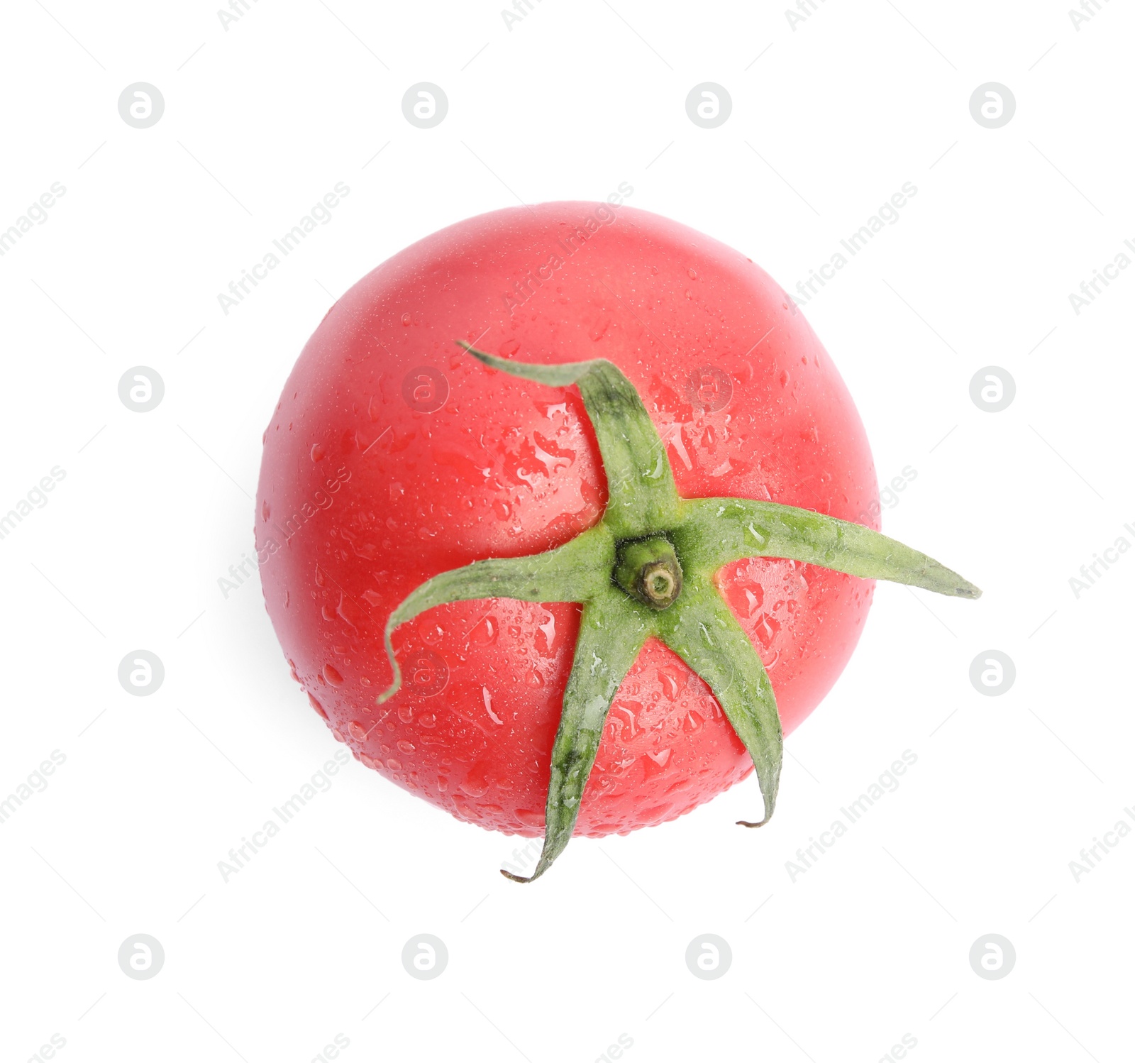 Photo of Fresh ripe red tomato on white background