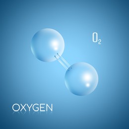 Illustration of Two molecules of Oxygen on blue background, illustration