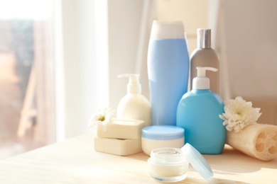 Photo of Set of body care products on table