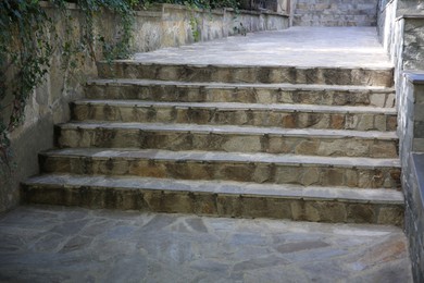 Photo of View of stone stairs outdoors on autumn day