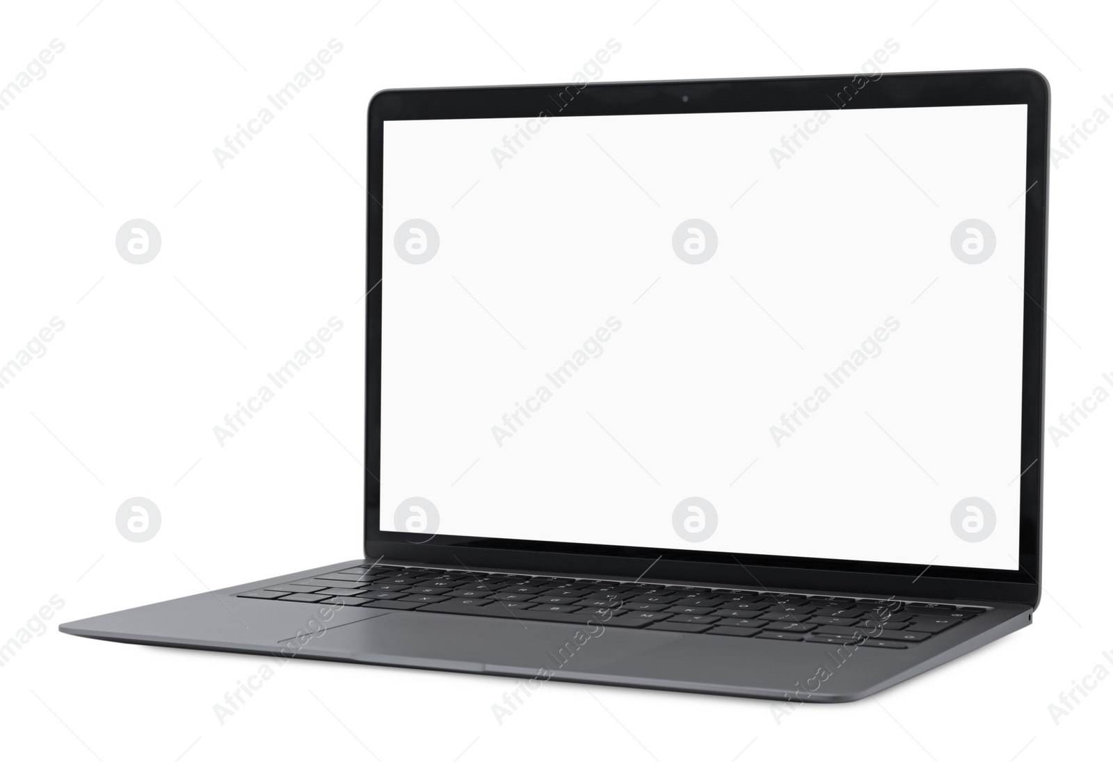 Photo of Laptop with blank screen isolated on white