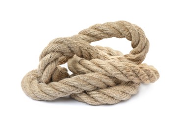 Bundle of hemp rope isolated on white