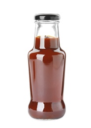 Photo of Bottle of barbecue sauce on white background