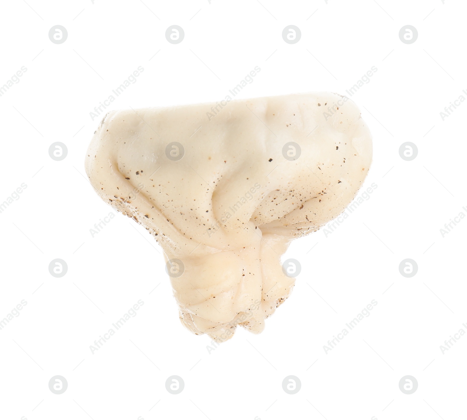 Photo of One tasty khinkali (dumpling) with spices isolated on white. Georgian cuisine