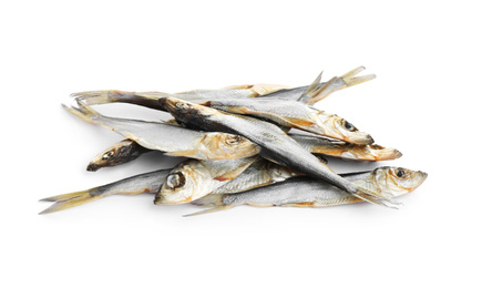 Tasty dried fish isolated on white. Seafood