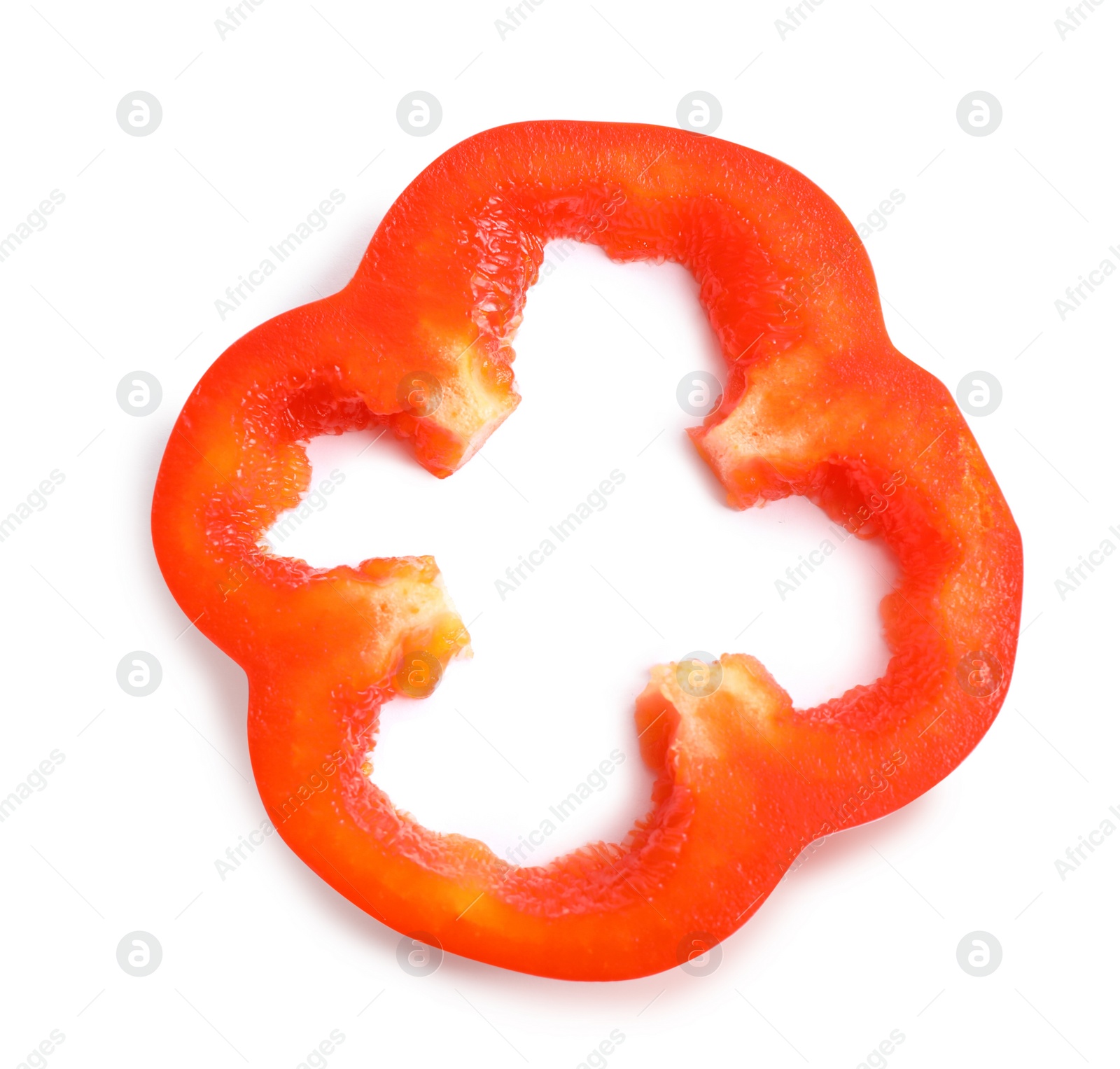 Photo of Slice of red bell pepper isolated on white