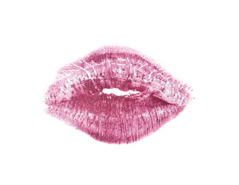 Photo of Color lipstick kiss mark on white background