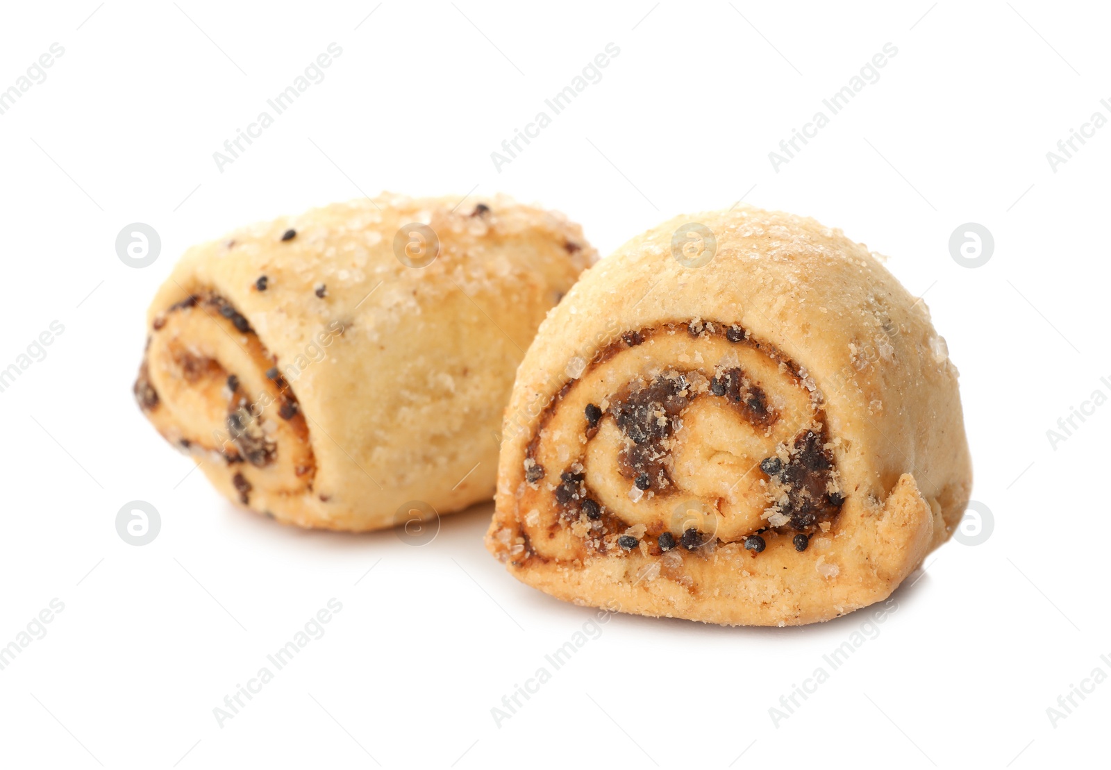 Photo of Freshly baked poppy seed cookies isolated on white