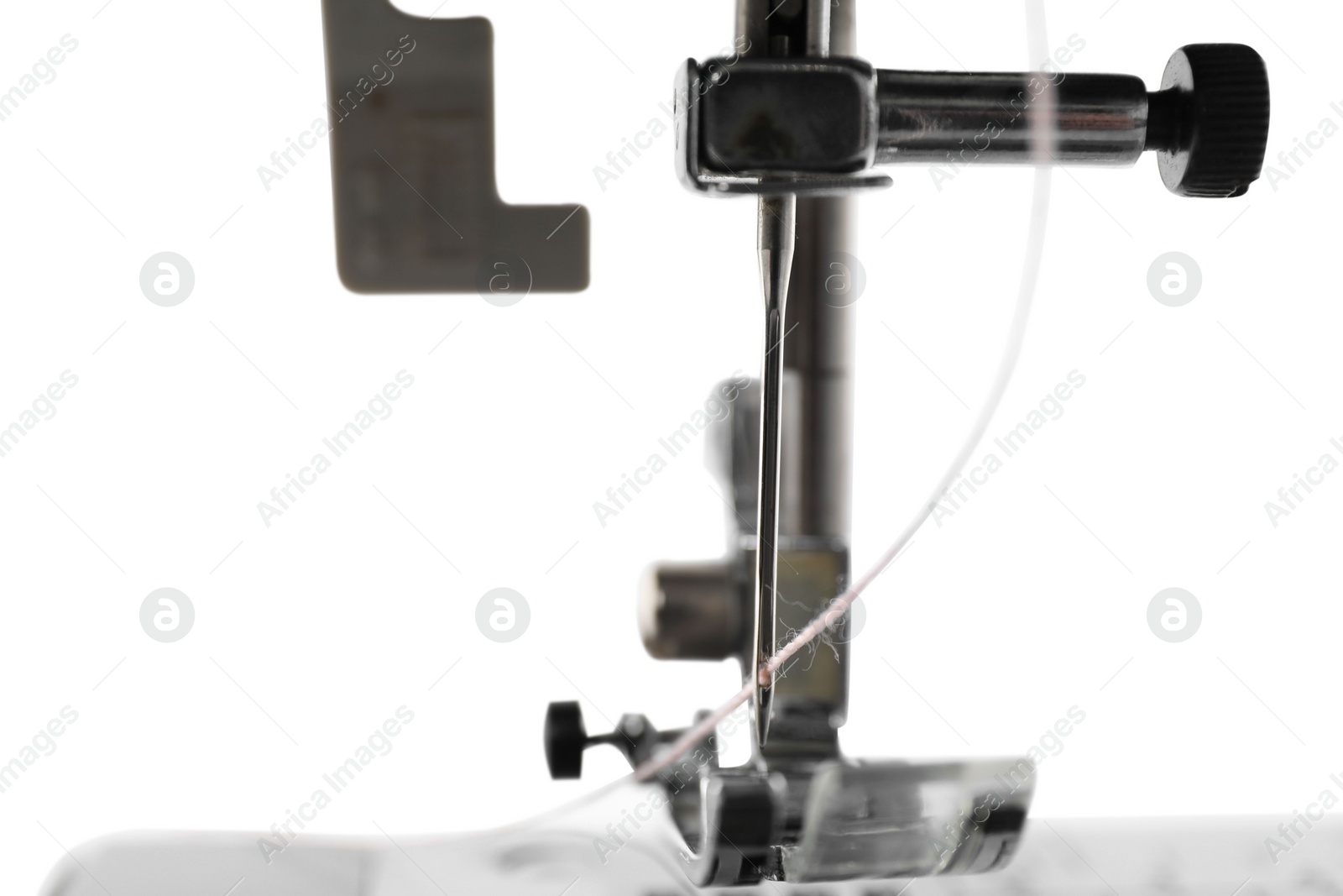 Photo of One modern sewing machine isolated on white