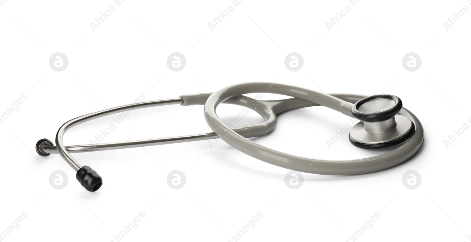 Photo of New stethoscope isolated on white. Medical object