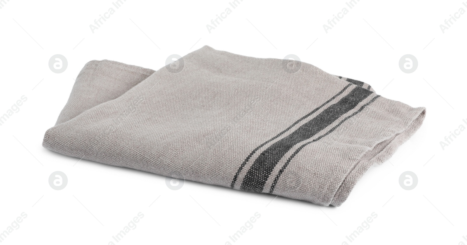 Photo of New grey fabric napkin on white background