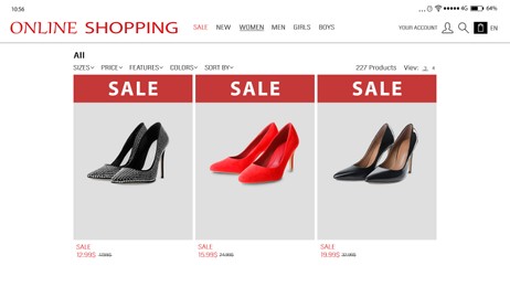 Image of Web site of online store with offers for sale