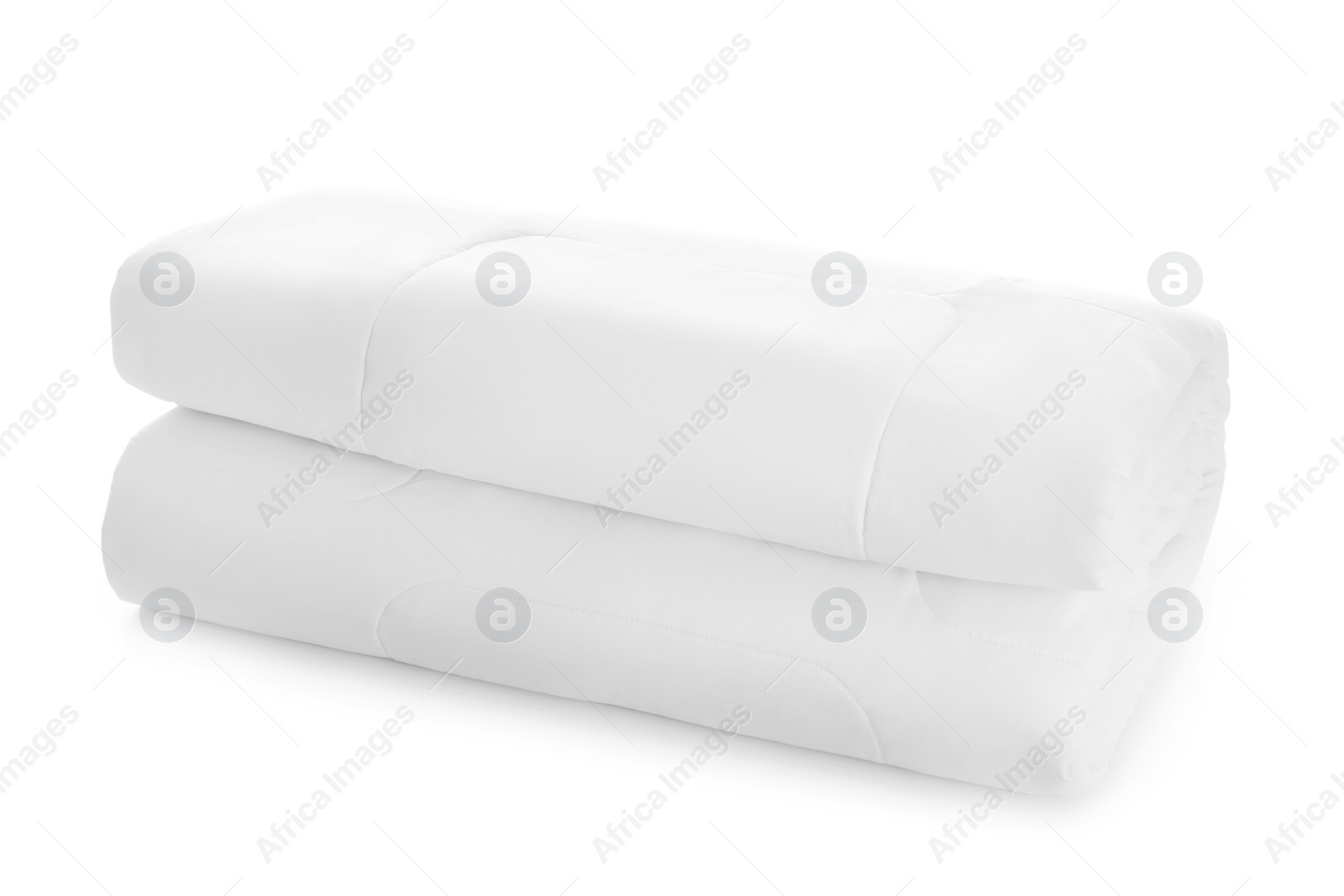 Photo of Folded clean blanket isolated on white. Household textile