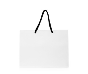 Paper shopping bag isolated on white. Mock up for design