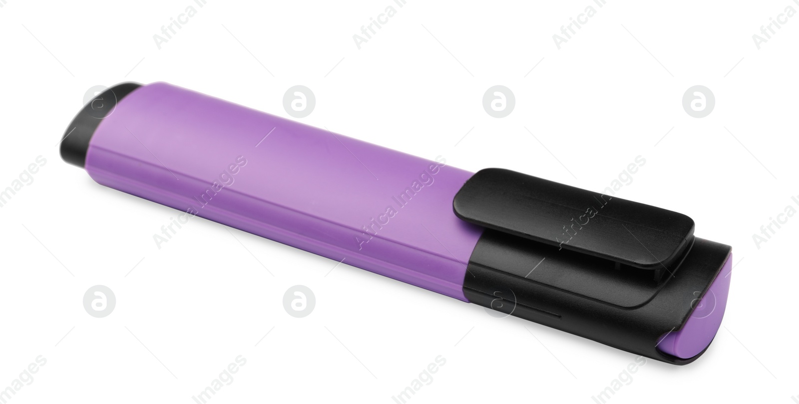 Photo of Bright violet marker isolated on white. Office stationery