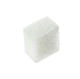 One refined sugar cube isolated on white