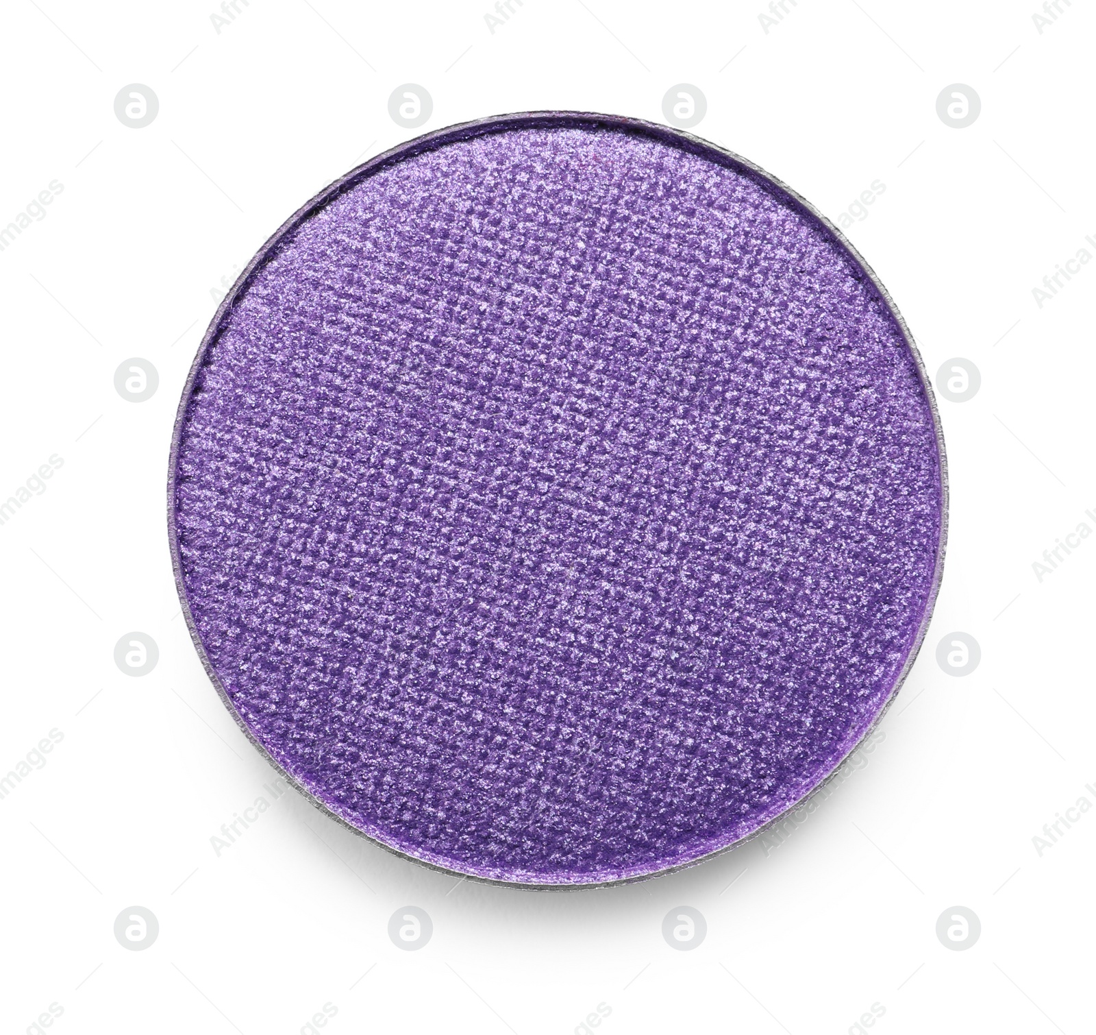 Photo of Violet eye shadow on white background, top view. Decorative cosmetics