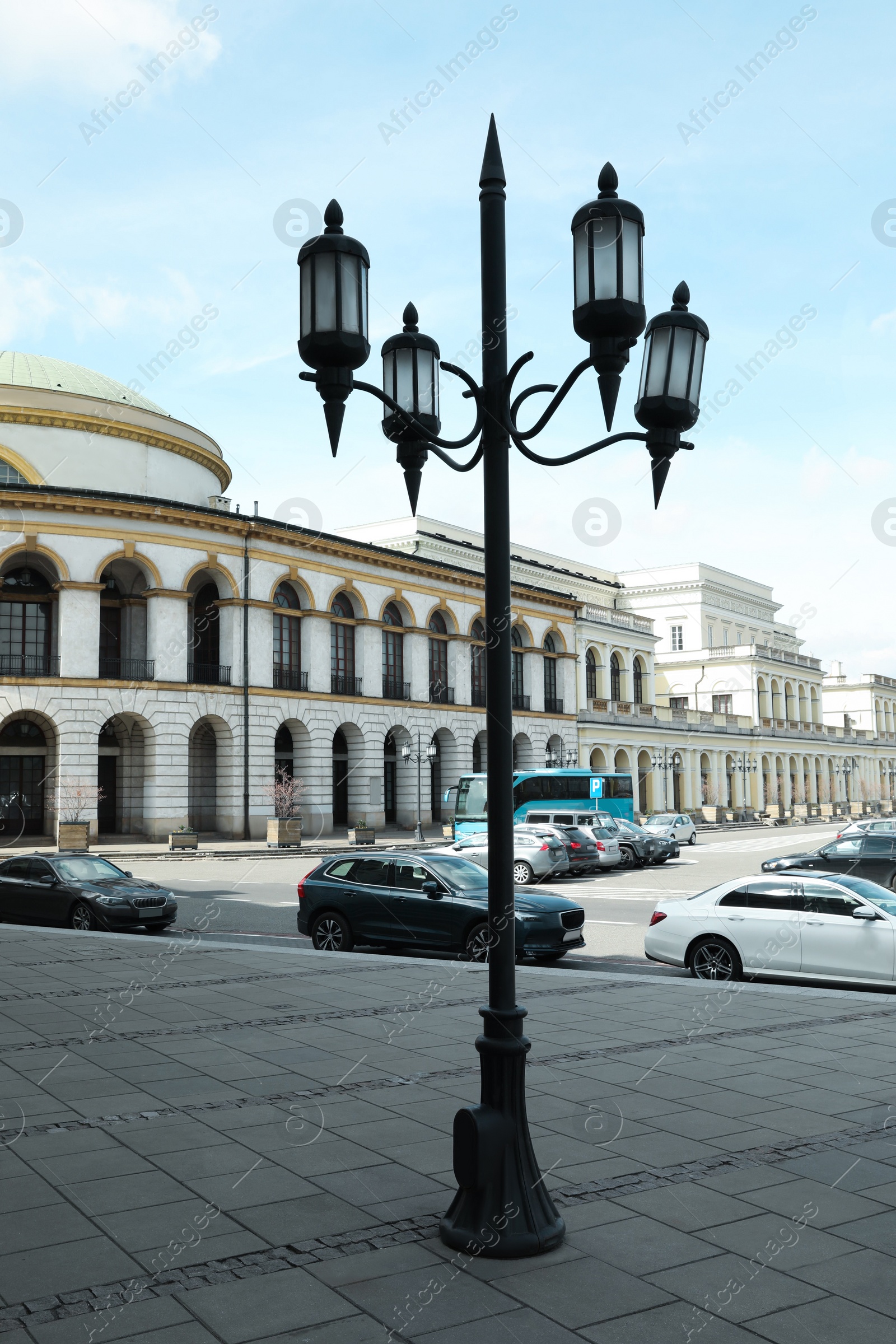 Photo of Beautiful old fashioned street light lamp in city