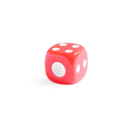 One red game dice isolated on white