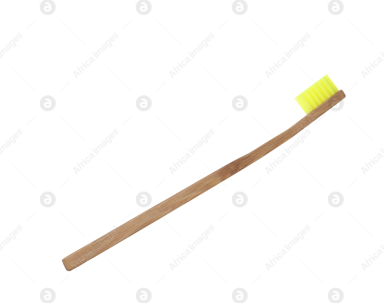 Photo of Bamboo toothbrush on white background. Dental care