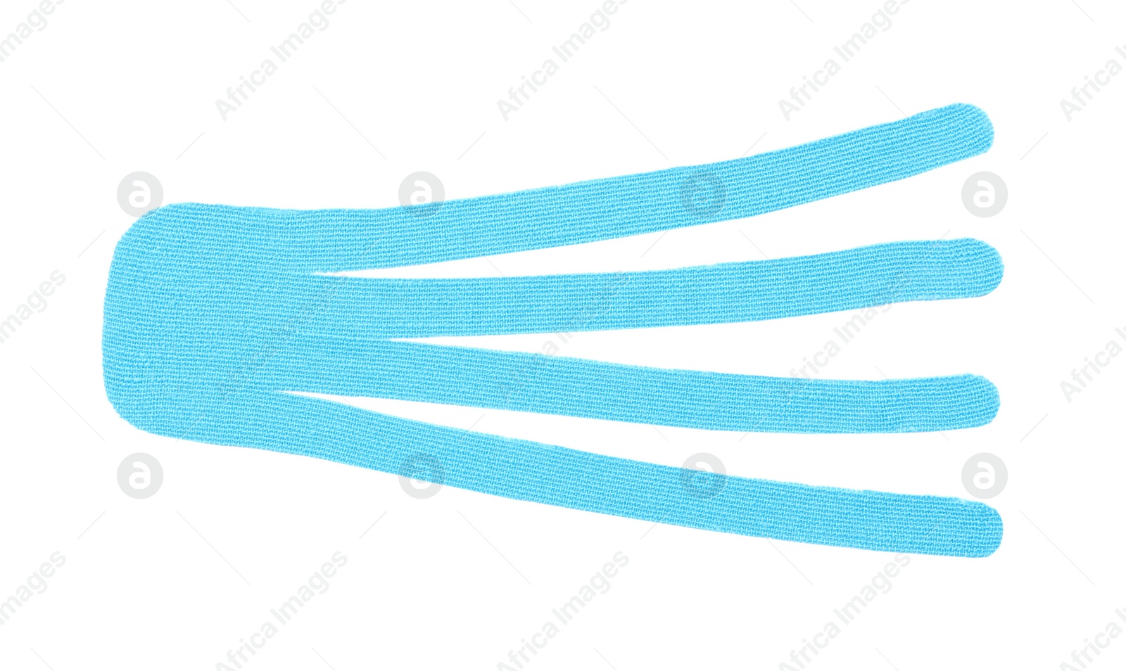 Photo of Light blue kinesio tape piece on white background, top view