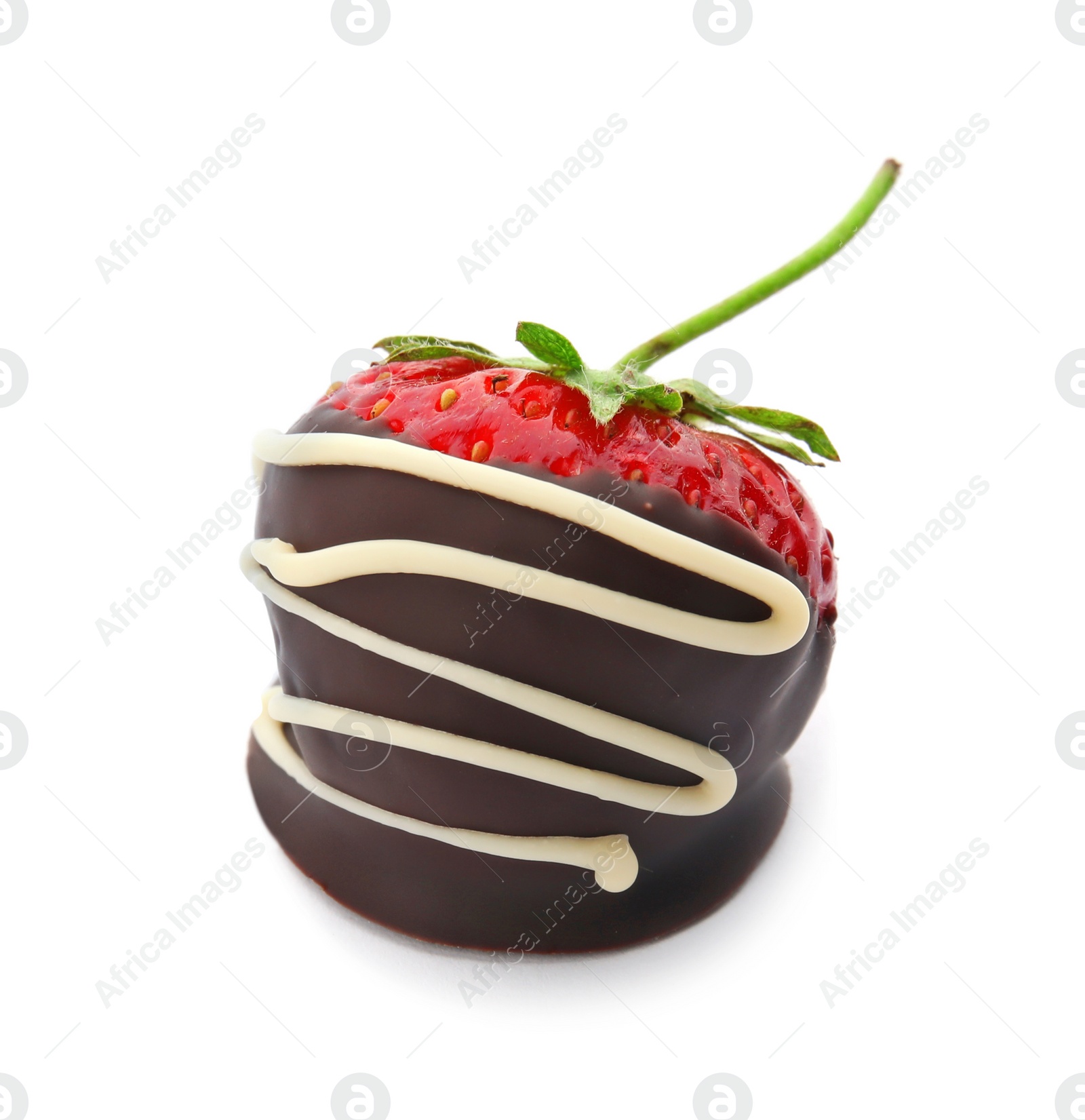 Photo of Delicious chocolate covered strawberry on white background