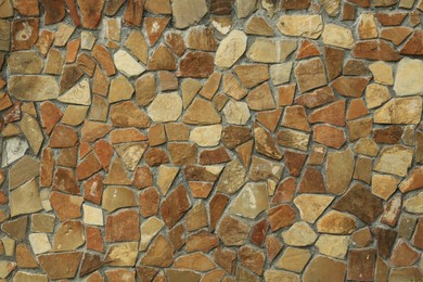 Photo of Texture of brown stone wall as background