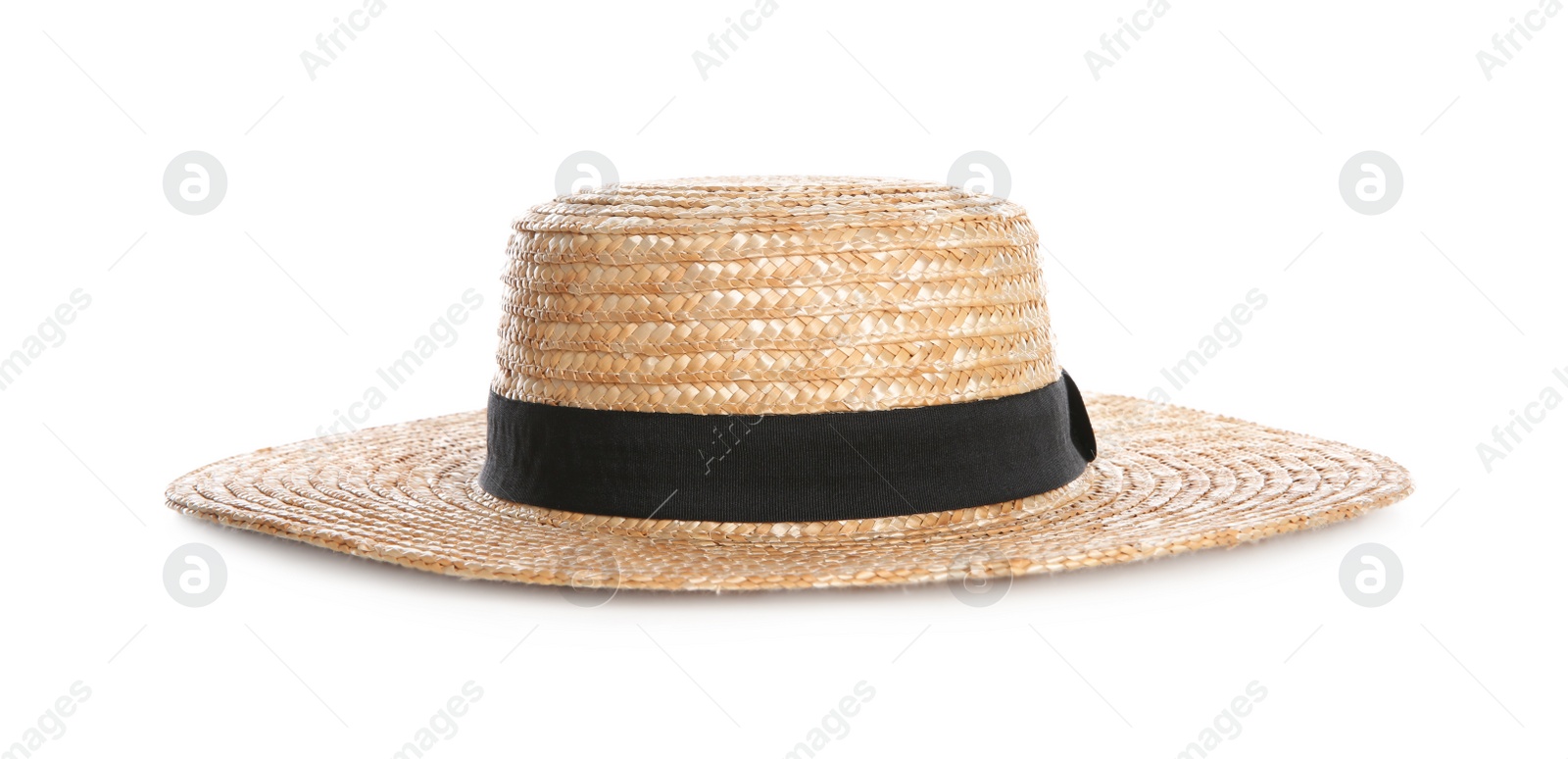 Photo of Stylish hat isolated on white. Beach accessory