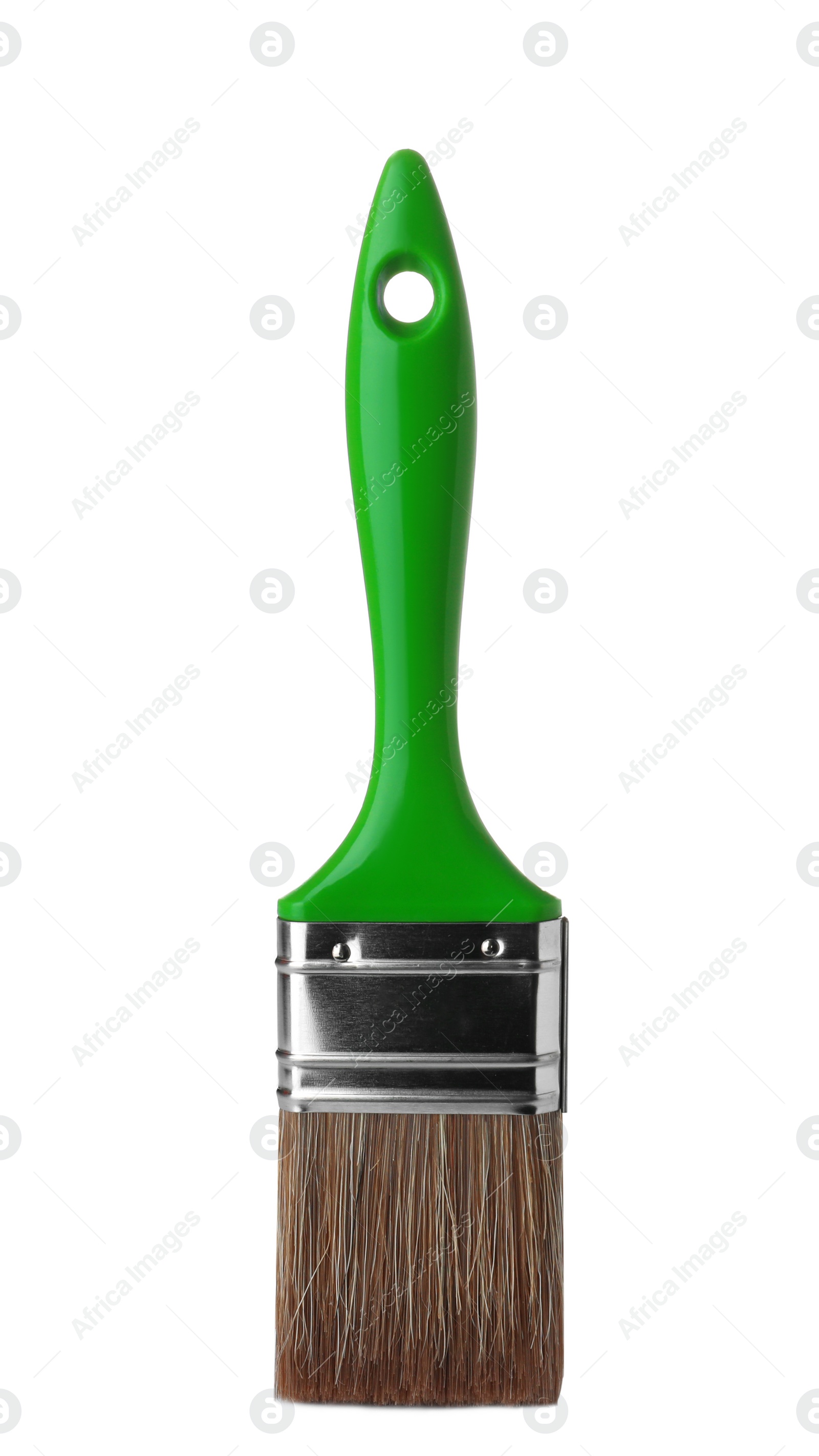 Photo of New paint brush on white background. Decorating tool