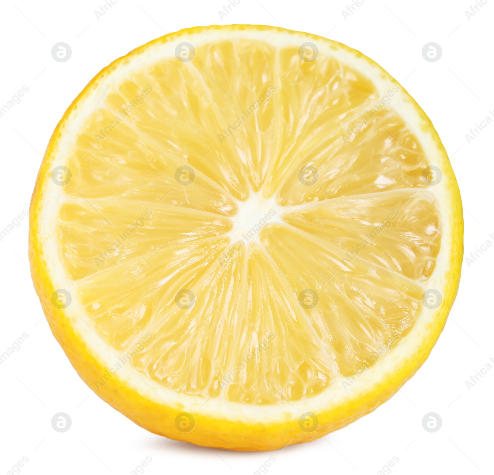 Photo of Half of lemon isolated on white. Citrus fruit