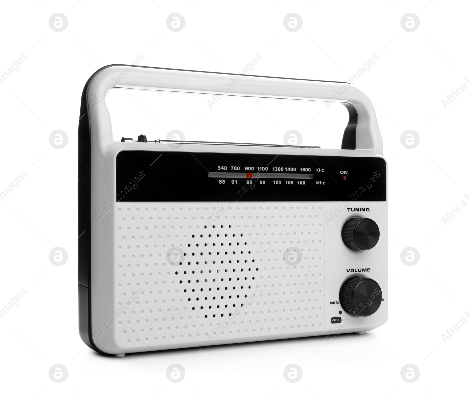 Photo of Portable retro radio receiver isolated on white