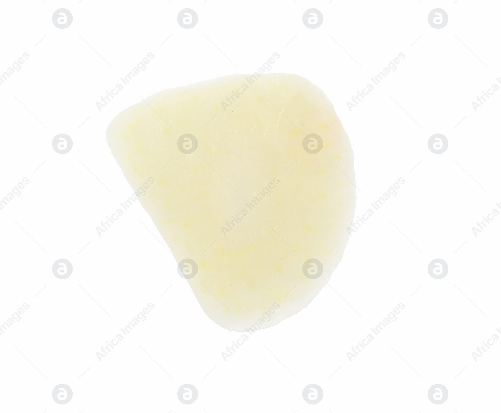 Photo of Piece of peeled garlic on white background