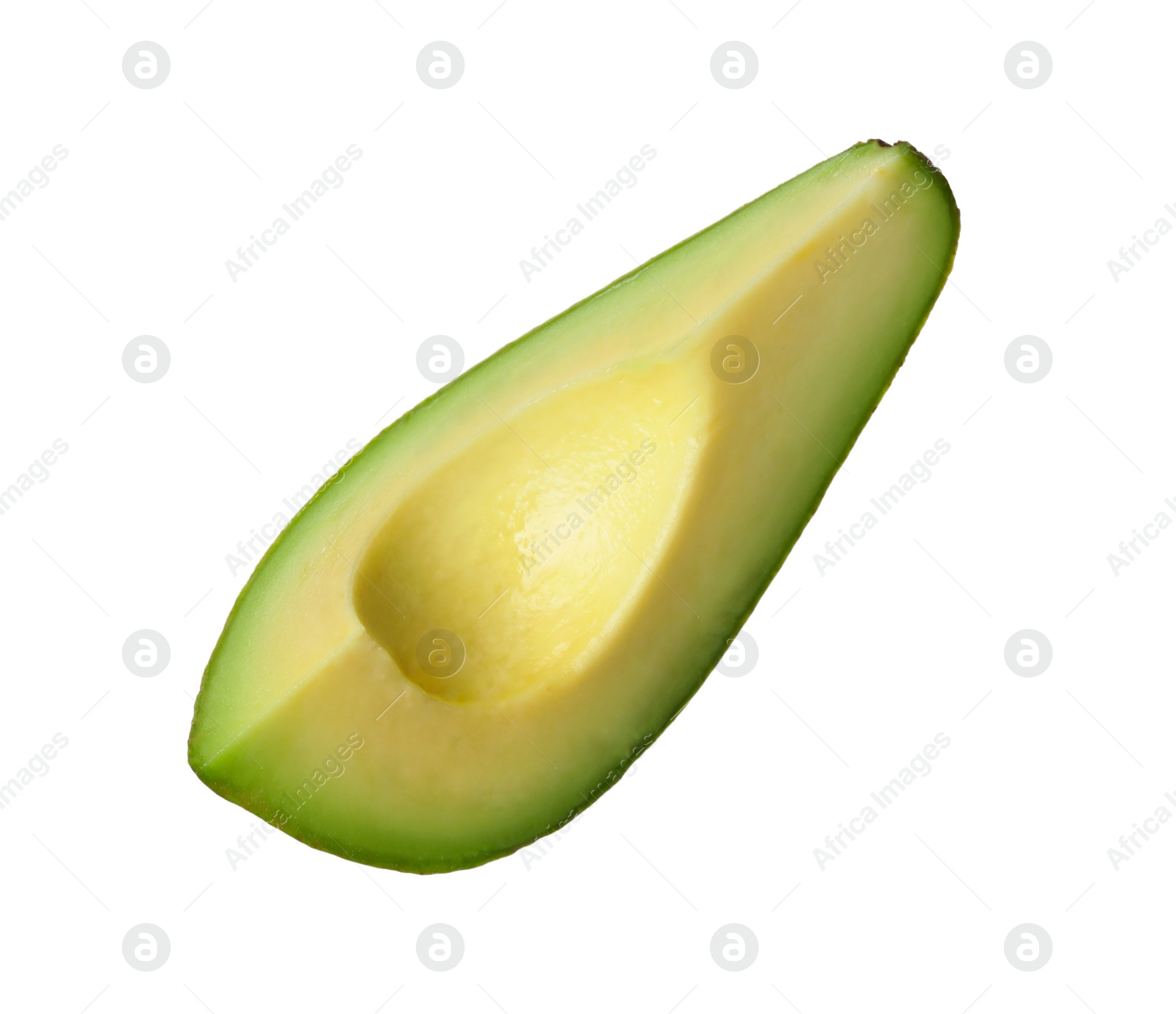 Photo of Slice of ripe avocado isolated on white