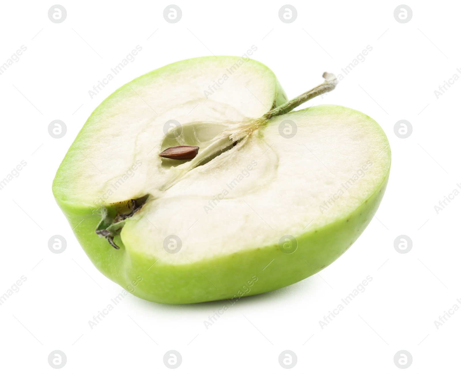 Photo of Half of fresh green apple isolated on white