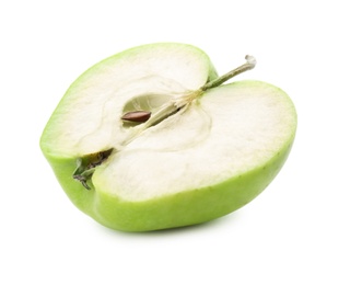 Photo of Half of fresh green apple isolated on white