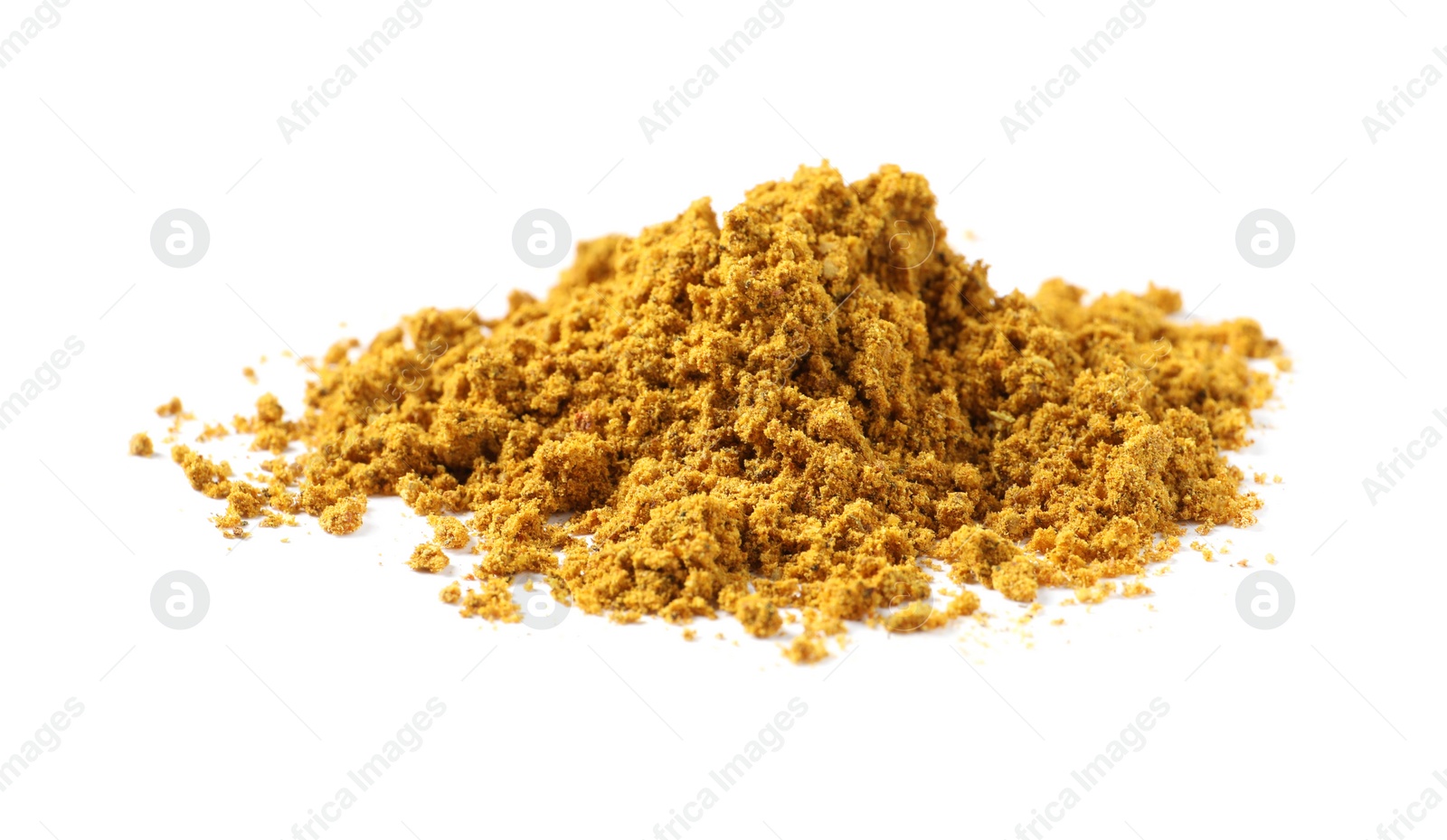 Photo of Pile of dry curry powder isolated on white