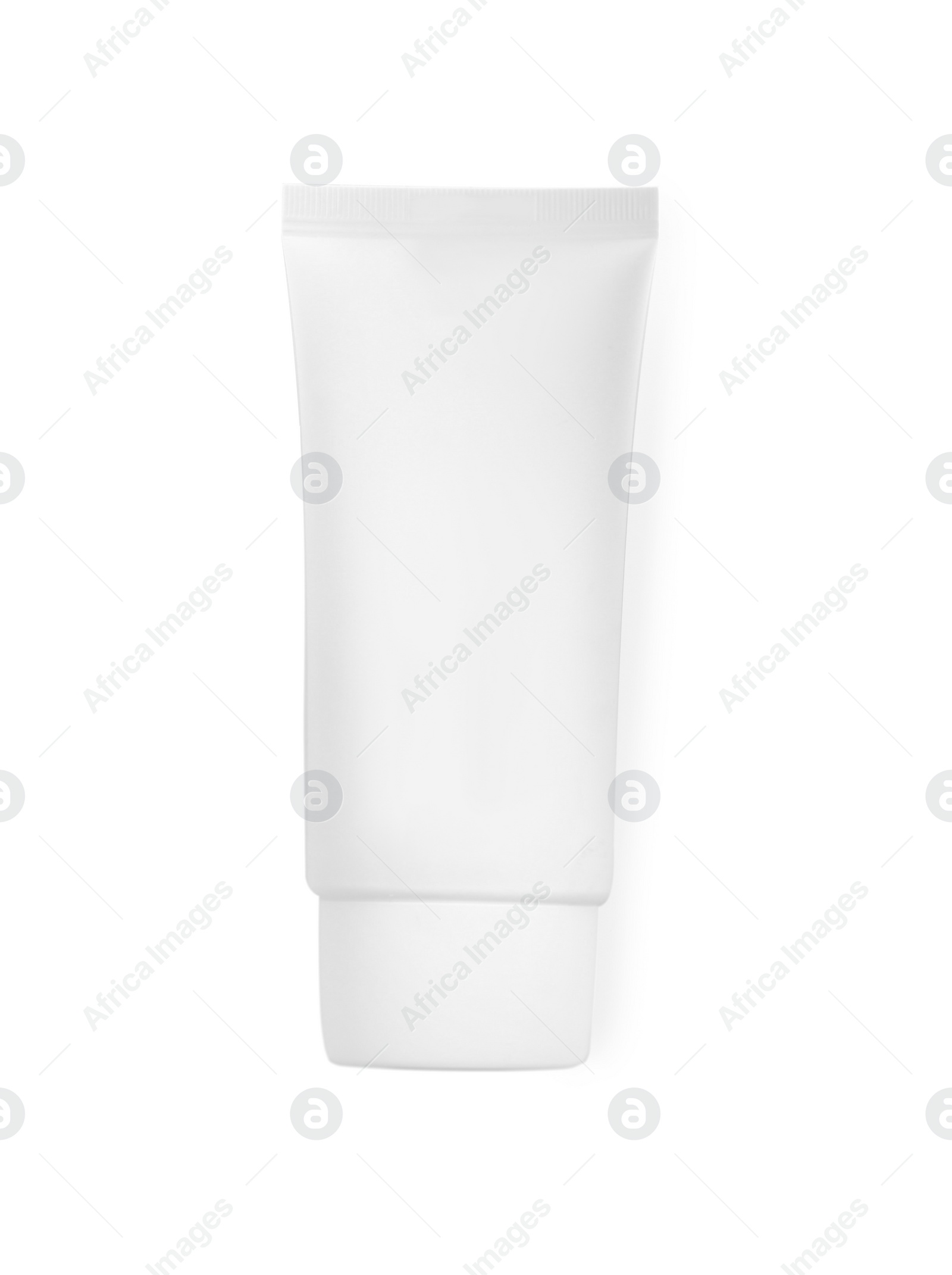 Photo of Tube of hand cream isolated on white, top view