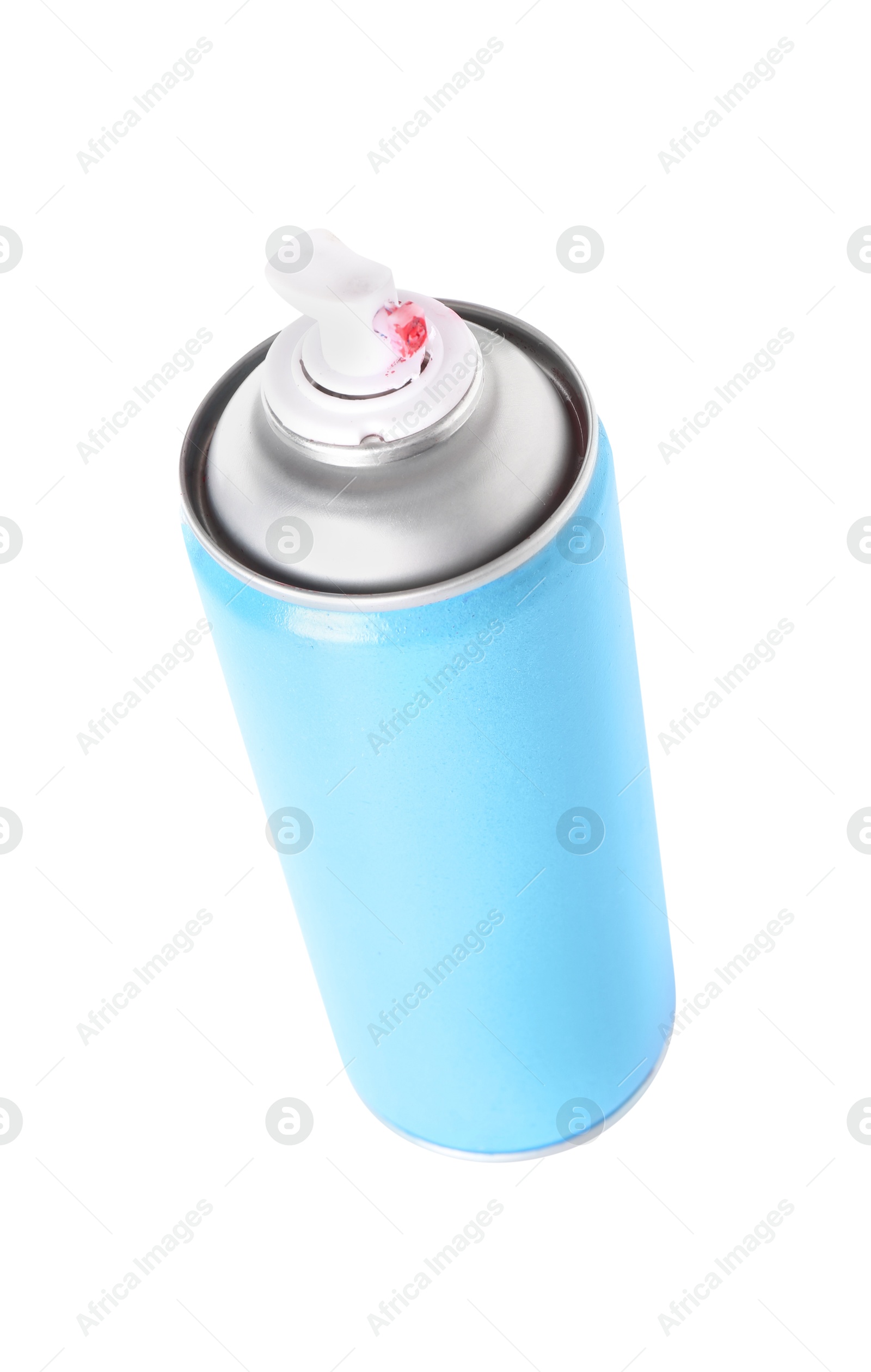 Photo of One light blue spray paint can isolated on white