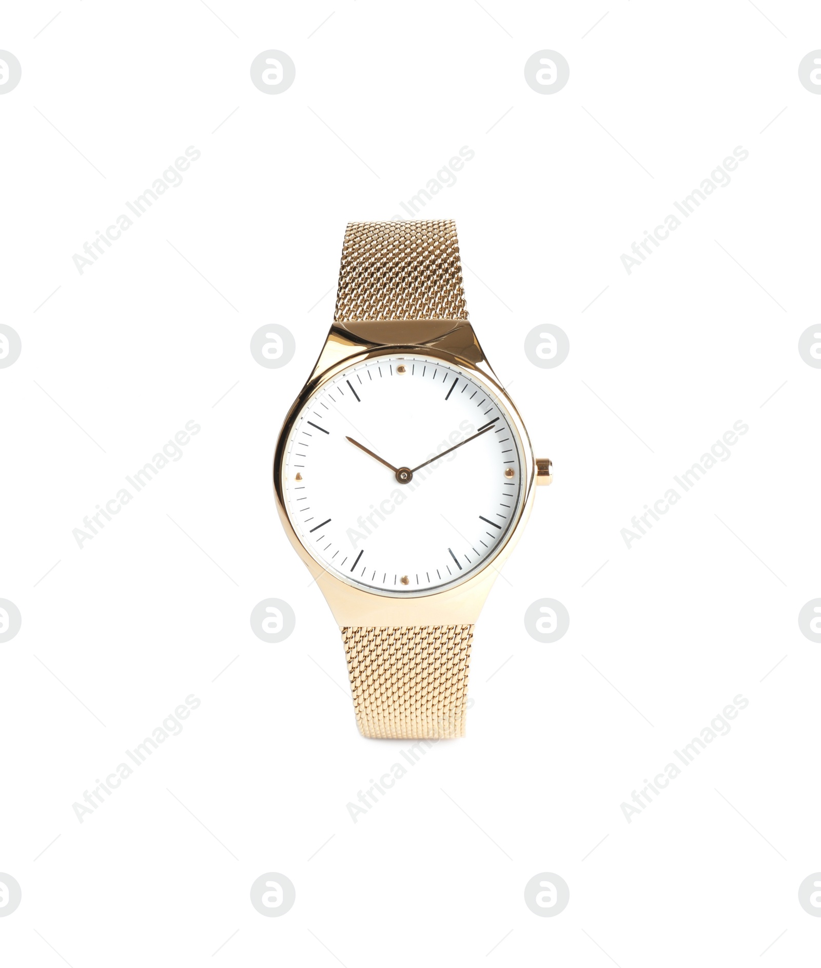 Photo of Luxury wrist watch isolated on white. Fashion accessory