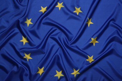 Flag of European Union as background, top view