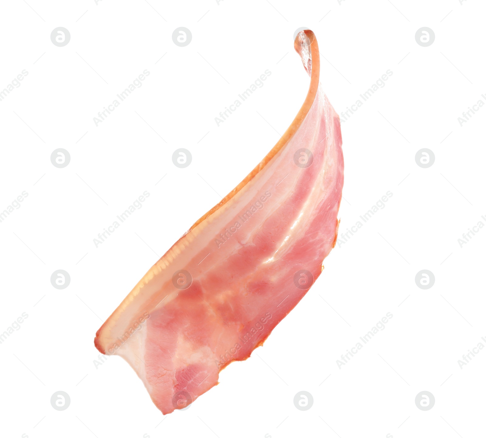 Image of Fresh raw bacon slice on white background