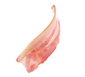 Image of Fresh raw bacon slice on white background