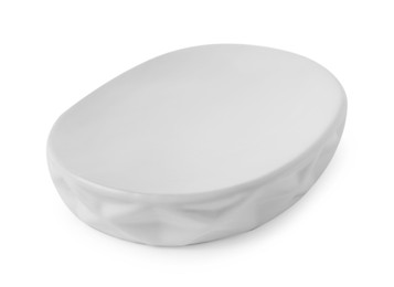 Photo of Bath accessory. Ceramic soap dish isolated on white