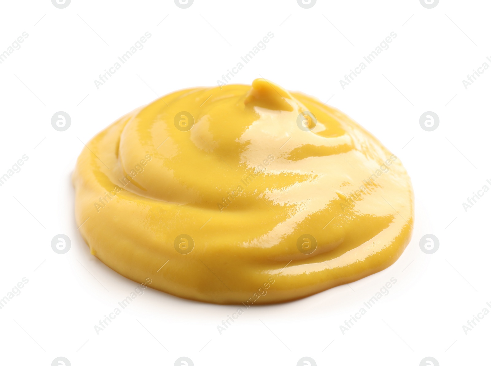 Photo of Delicious mustard isolated on white. Spicy sauce