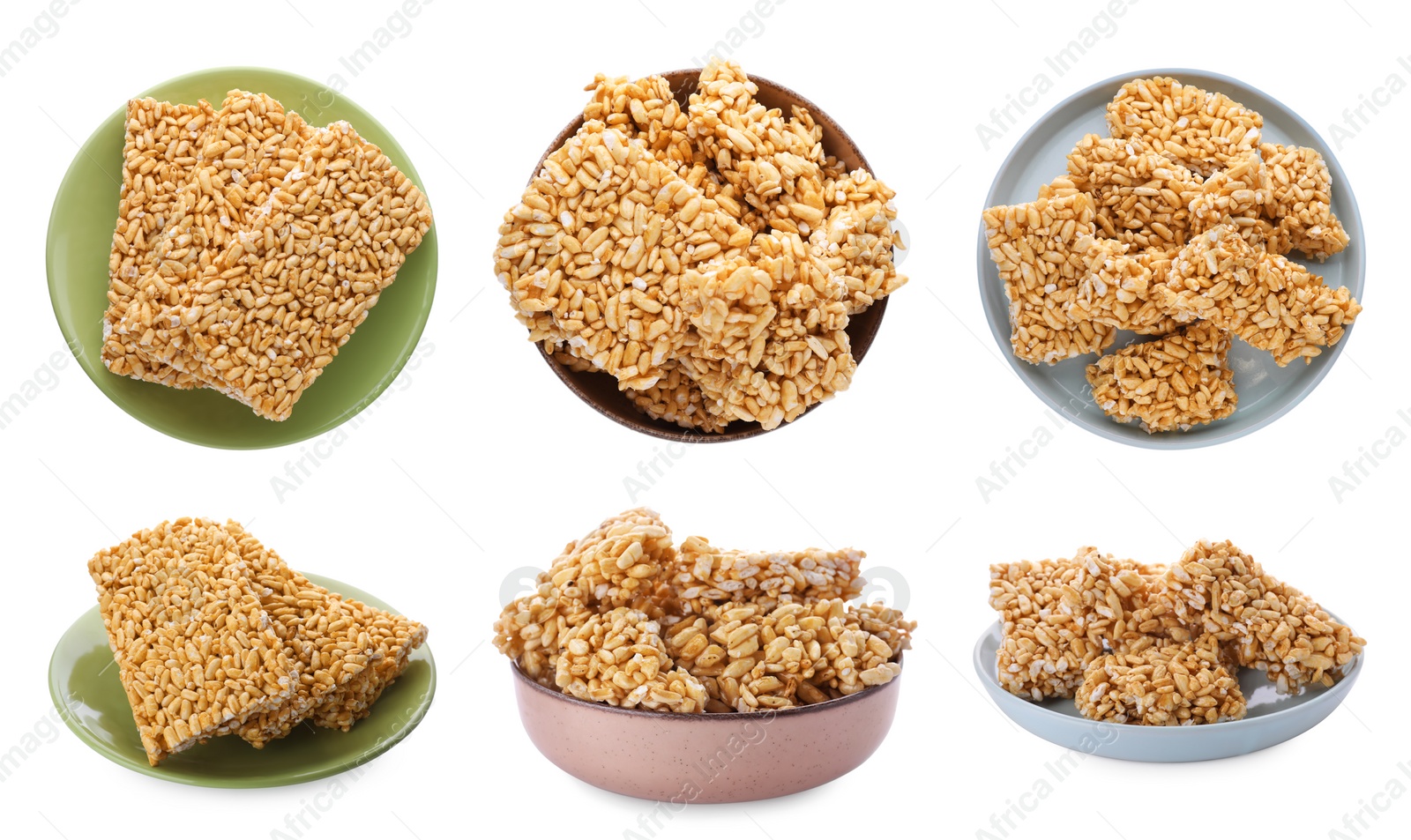 Image of Set with tasty sweet kozinaki on white background