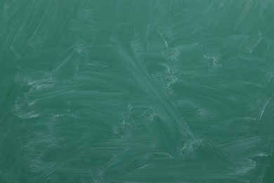 Photo of Dirty green chalkboard as background. School equipment