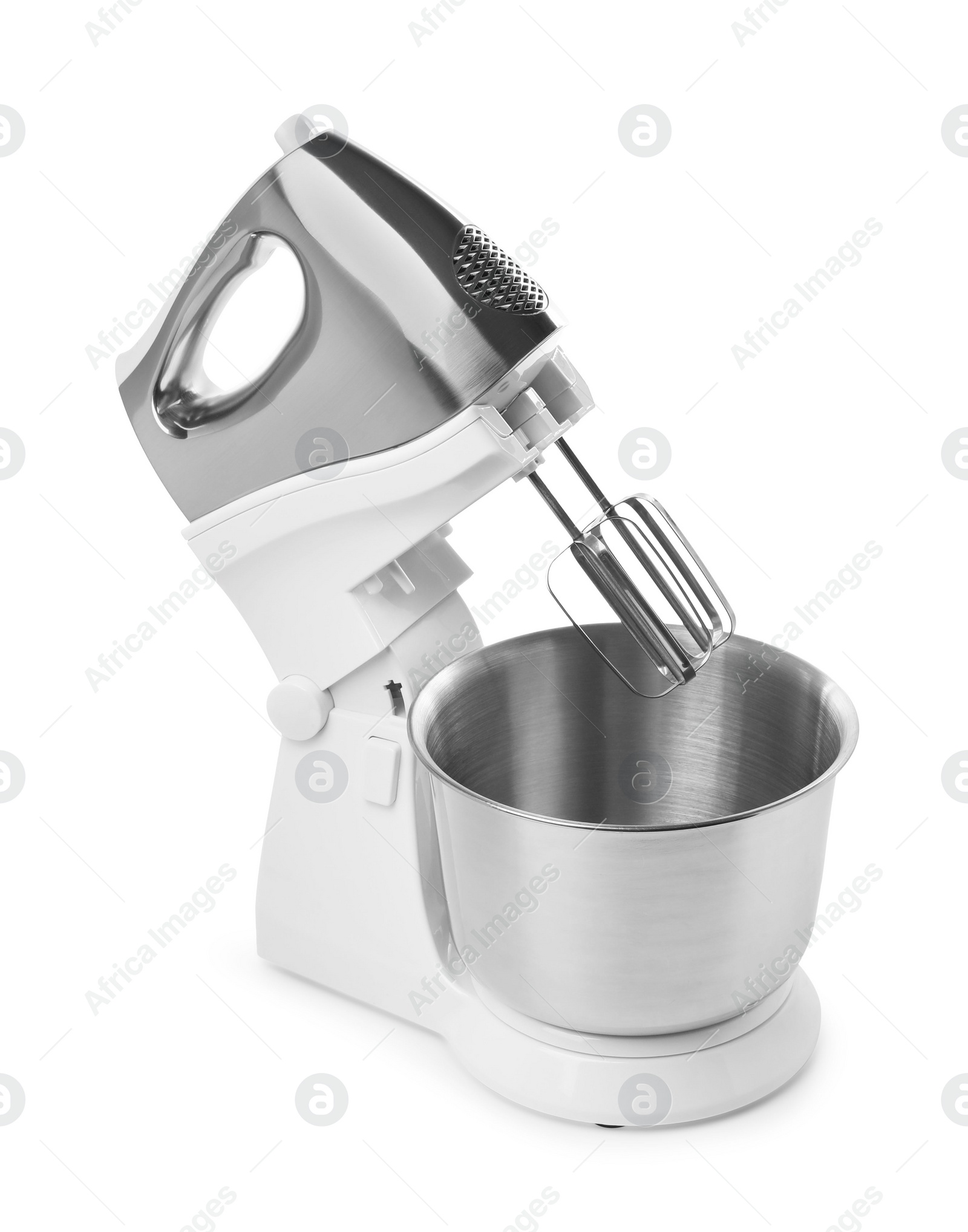 Photo of One modern stand mixer isolated on white