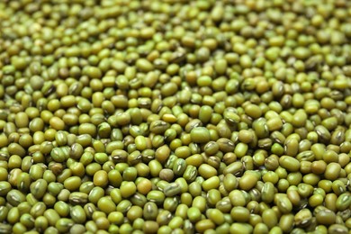 Photo of Closeup view of green mung beans as background