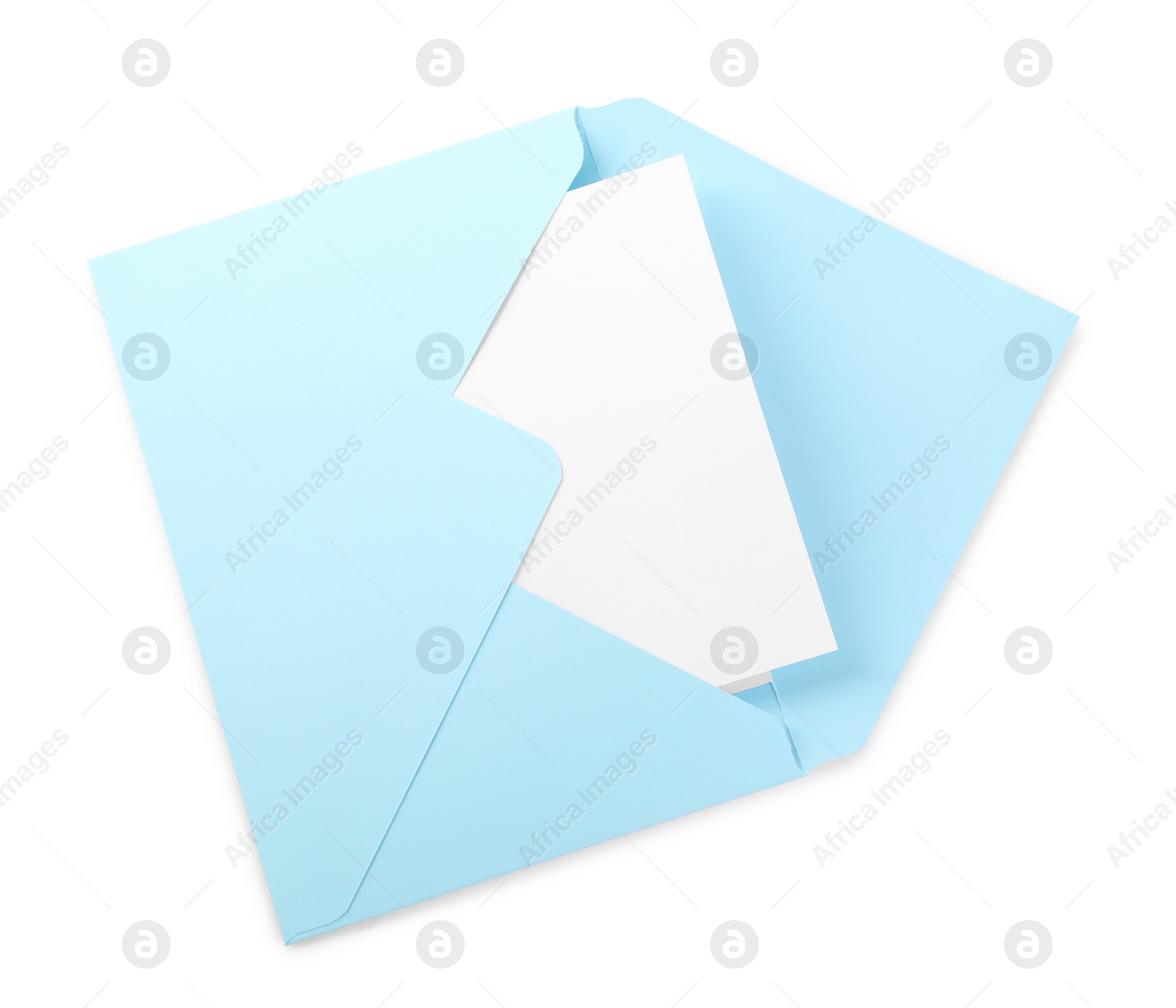 Photo of One letter envelope with card isolated on white